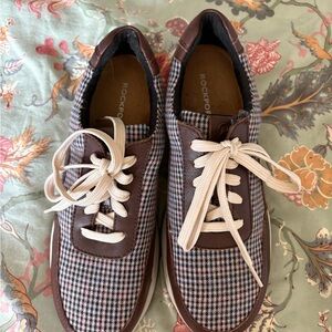 Rockport Men's Brown and White Houndstooth Sneakers